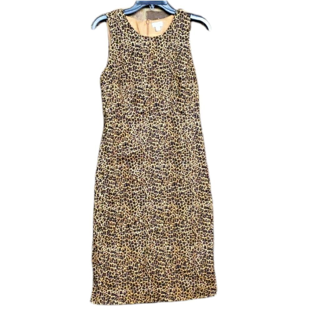 J.Crew Animal Leopard Print Sleeveless Lined Sheath Dress SIZE 4 Luxury EUC